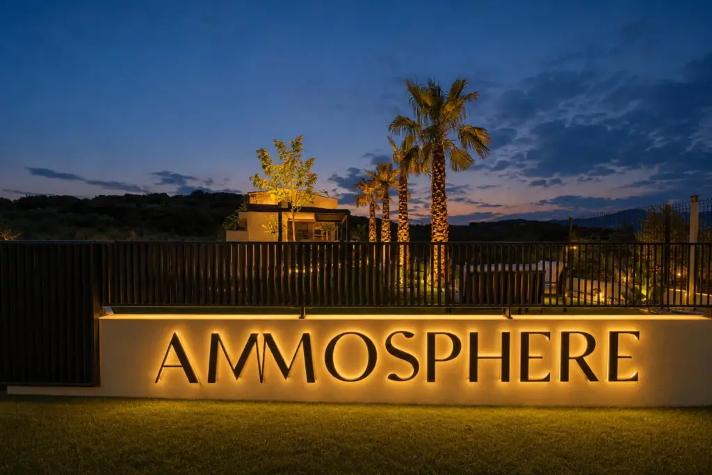 Ammosphere holiday house at night, Ammolofoi Kavala